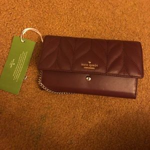Kate Spade Quilted Milou Deep Plum Leather Clutch